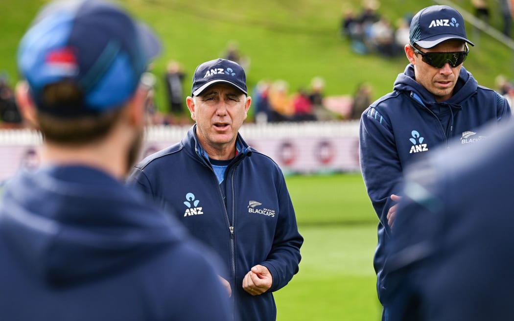 New Zealand coach Gary Stead and New Zealand captain Tim Southee.