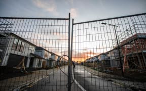 A locked up construction site in a suburb in South Auckland of day 1 of the lockdown.