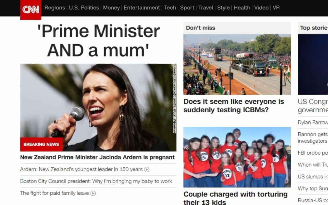 Prime Minister Jacinda Ardern's pregnancy announcement was widely covered by international media.