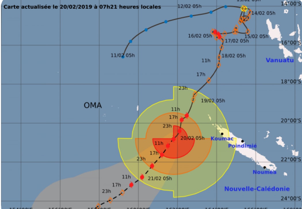 The tracking map for Cyclone Oma at 7am February 20, 2019