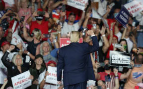US President Donald Trump holds a Make America Great Again rally on 12 October