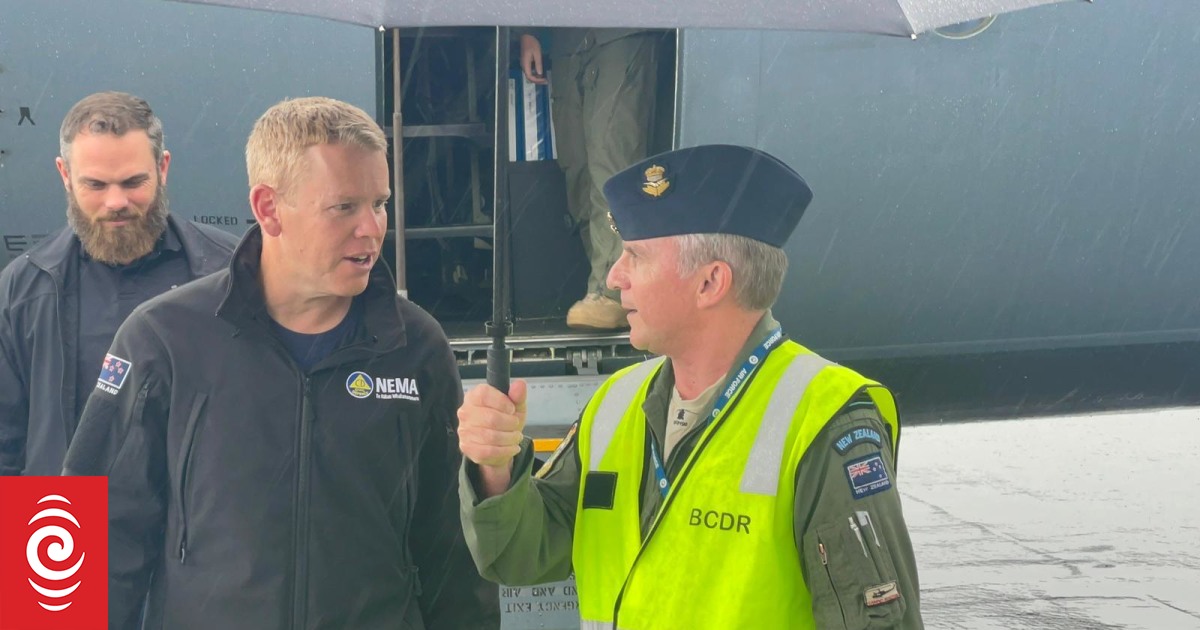 PM Chris Hipkins speaks after assessing flood damage: ‘Take care of each other’