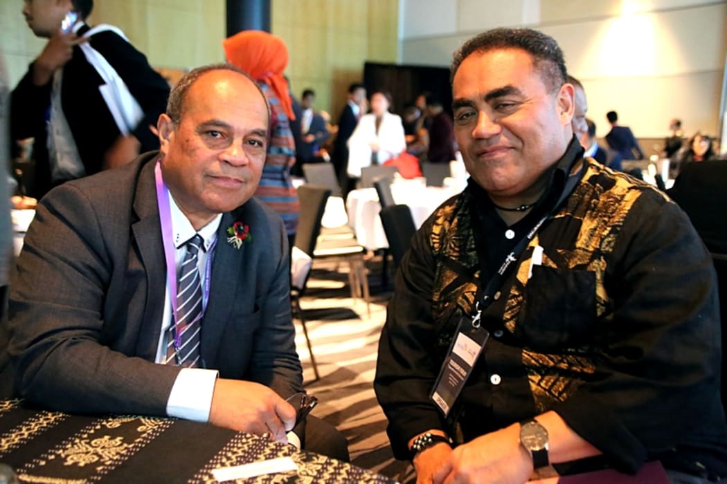 Chris Cocker, with NZ's Minister for Pacific Peoples Aupito William Sio during last years Indo-Pacific summit at Skycity