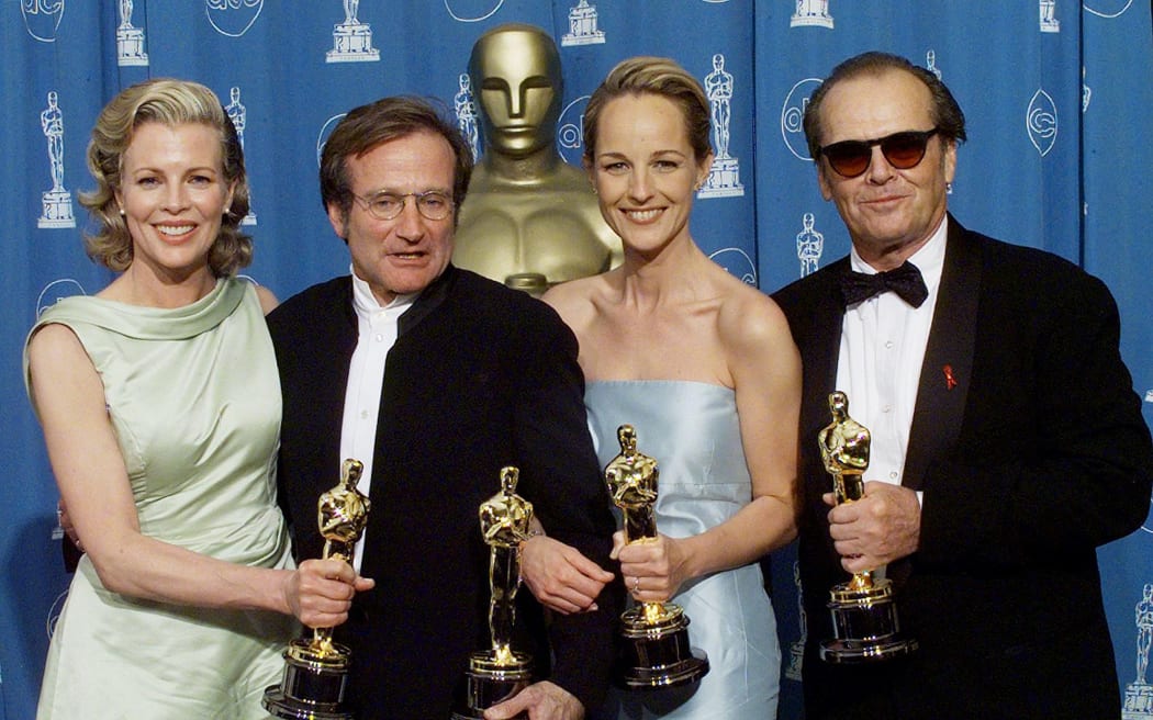From left: Oscar winners Kim Basinger, Robin Williams, Helen Hunt and Jack Nicholson in 1988.