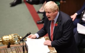 Britain's Prime Minister Boris Johnson speaking in the House of Commons during debate on the second reading of a bill to hold a general election.