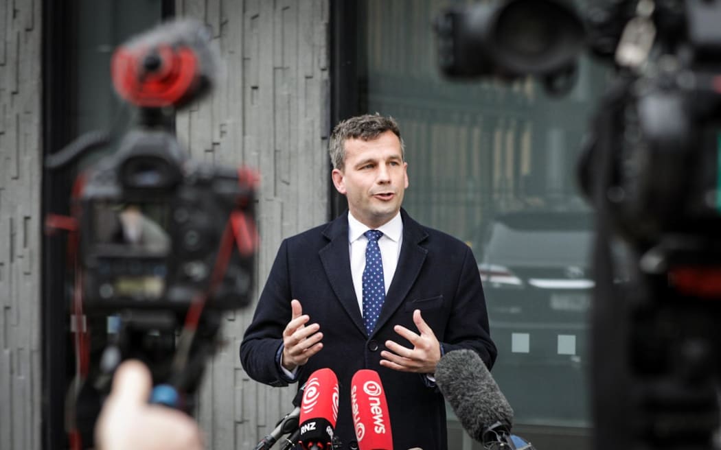 ACT Party leader David Seymour outside the Canterbury Employers' Chamber of Commerce on 29 September 2023.