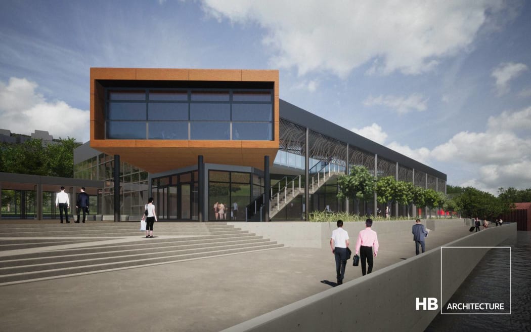 Artist’s impression of the latest version of Ōruku Landing conference and event centre, beside Whangārei’s Hātea River.
