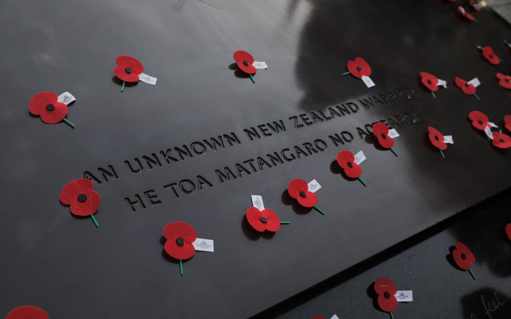 Anzac Day 2023 commemorations in Wellington.
People lay poppies at the conclusion of the dawn service.
