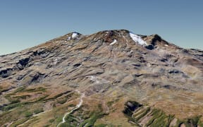 A digital terrain model of Mt Ruapehu made from aerial photos.