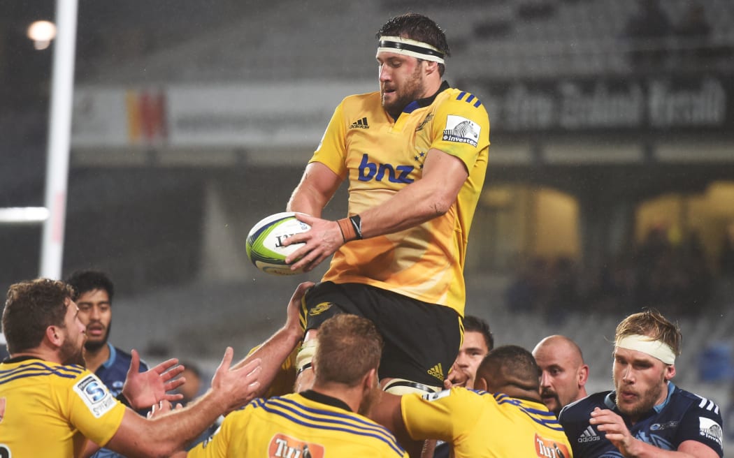 Hurricanes lock Jeremy Thrush soars high to secure a lineout