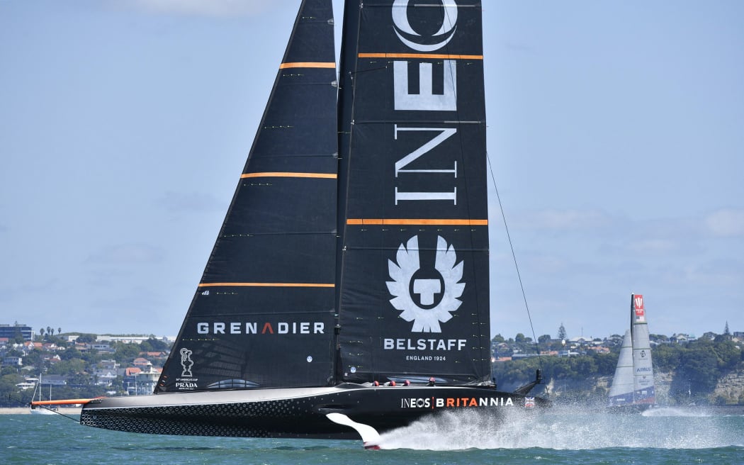 Ineos Team UK up and foiling on day one of the America's Cup Challenger Series.