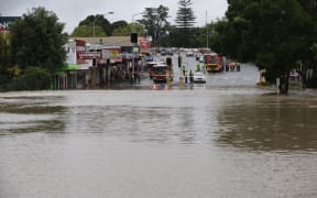 Flooding in New Lynn, west Auckland.