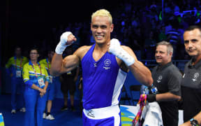 New Zealand's David Nyika after defeating Australia's Jason Whateley in the Men's Heavy 91kg boxing final at Oxenford Studios. 2018 Commonwealth Games, Gold Coast, Australia. Saturday 14 April 2018. © Copyright photo: Andrew Cornaga / www.photosport.nz
