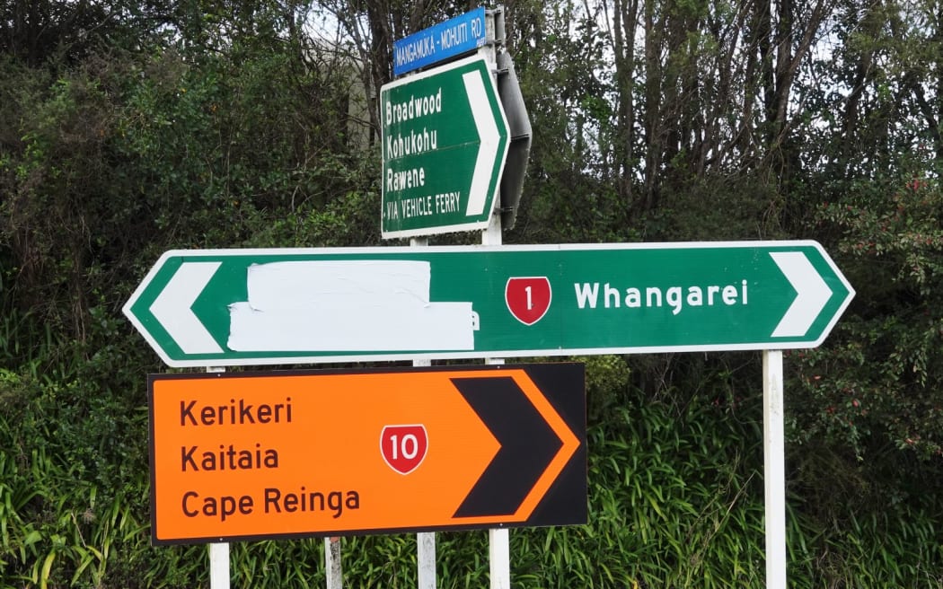 The signs on State Highway 1 no longer point north from Mangamuka