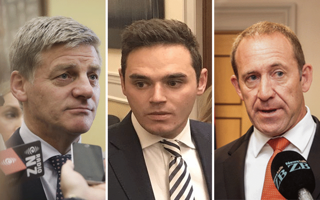Left to right: Bill English, Todd Barclay, Andrew Little