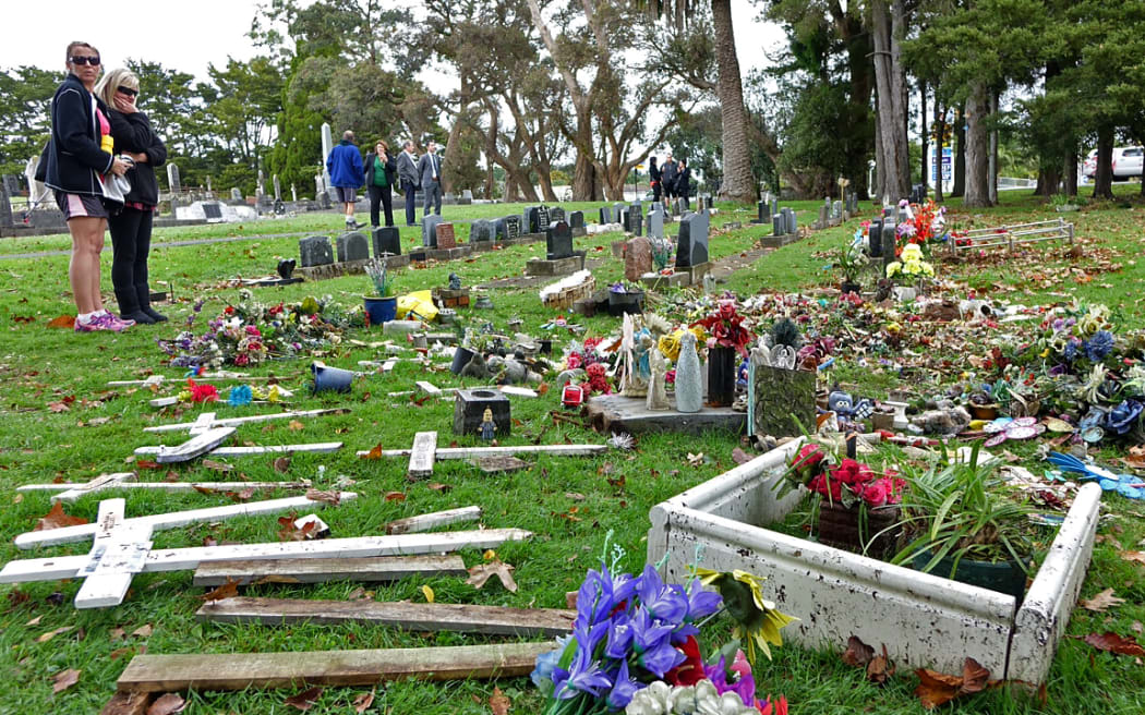 The vandalised cemetery in Papakura.