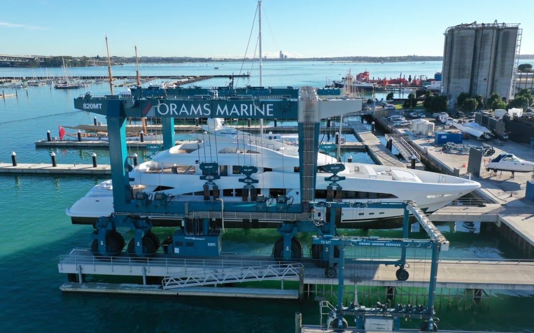 A superyacht berthed in Auckland