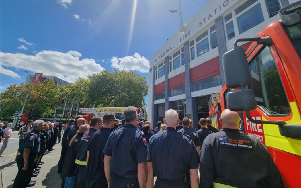 Auckland central fire station lowers flag in remembrance of Craig Stevens