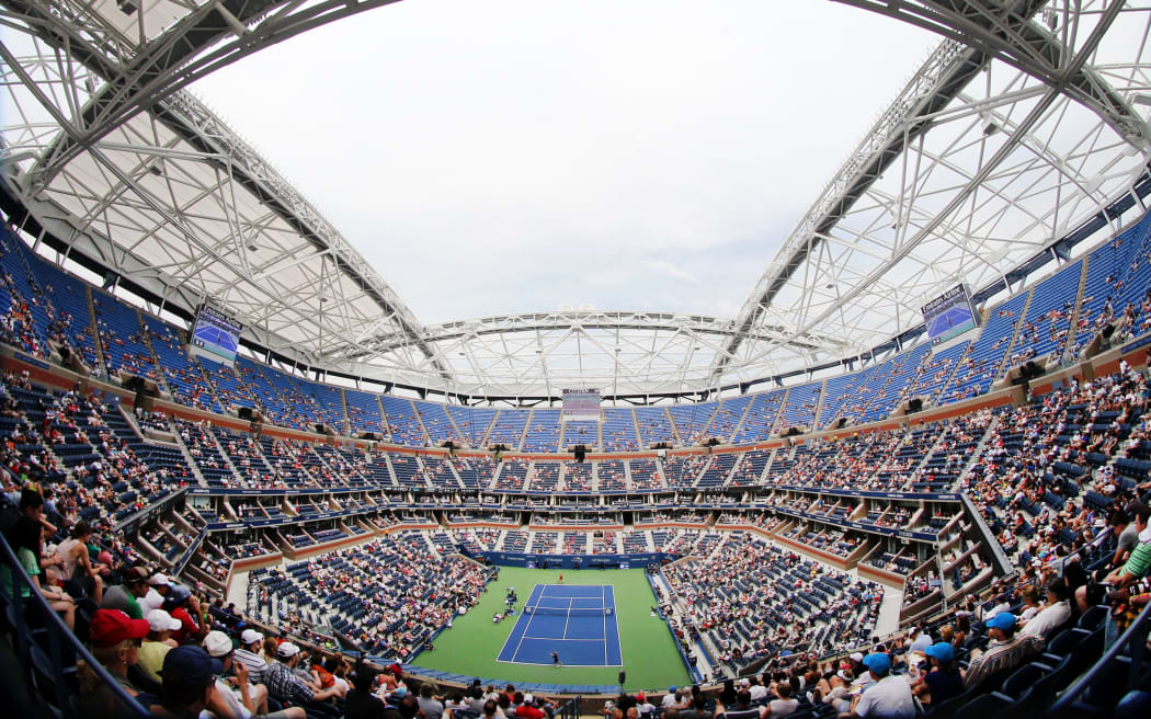 Arthur Ashe Stadium with the new roof in place during the US Open Tennis Tournament.