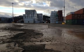 Liquefaction at Wellington port's container terminal.