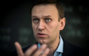 Russian opposition leader Alexei Navalny speaks during an interview.
