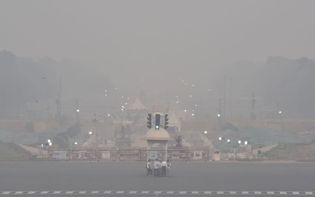 A view of the Rajpath amid smoggy weather ahead of the Hindu festival of Diwali celebrations, in New Delhi on India November 4, 2021.