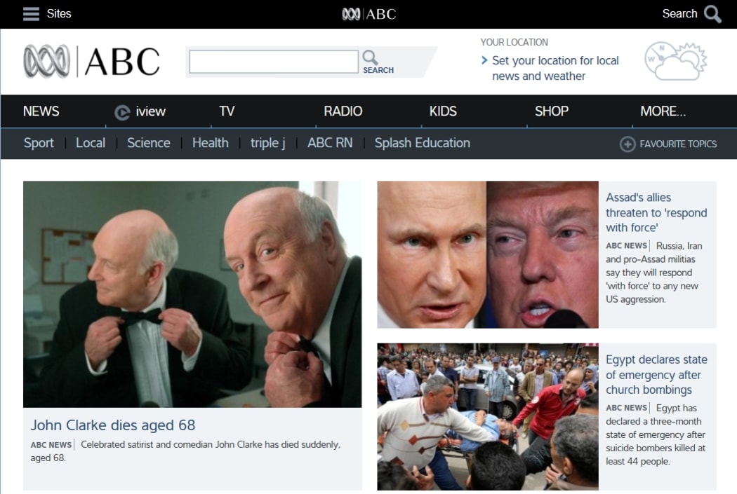 John Clark's death puts Putin and Trump in the shade in the website of ABC News.