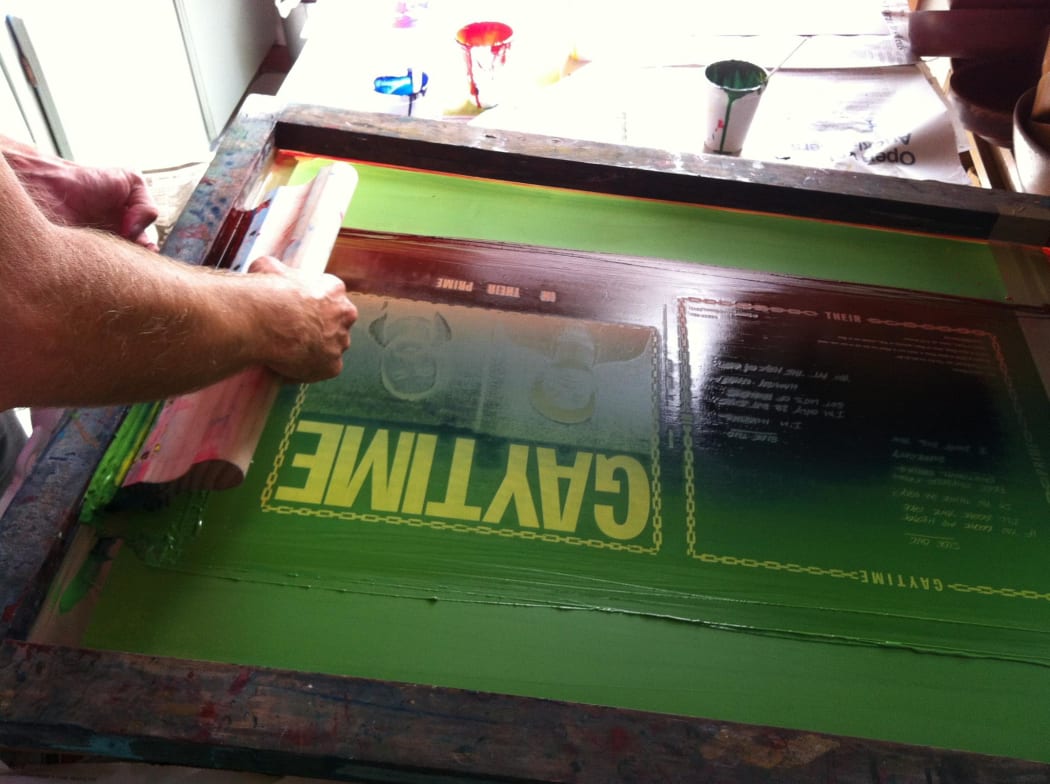 Screen printing the cover of Gaytime's 'In Our Prime'