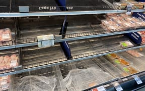 Empty chicken shelves at a Wanaka supermarket.