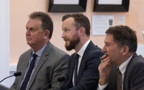 The Minister for Emergency Management Kieran McAnulty attends an Estimates (budget) Hearing along with the National Emergency Management Agency Chief Executive Dave Gawn, and the Director of Civil Defence Garry Knowles.