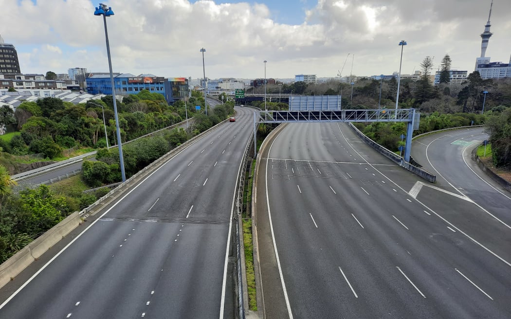 Traffic on the Auckland motorway near the central city at 11.30am on an atypical Thursday morning.