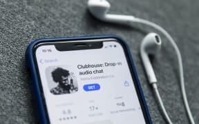 Clubhouse Drop-in audio chat app logo on the App Store is seen displayed on a phone screen in this illustration photo taken in Poland on February 3, 2021.  (