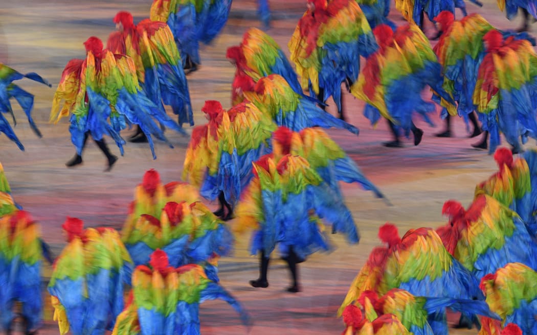 Dancers perform at the closing ceremony of the Rio Olympics 2016