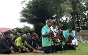 Traditional thanksgiving at the conclusion of the Great Council of Chiefs Meeting on Bau Island in Fiji. 25 May 2023.