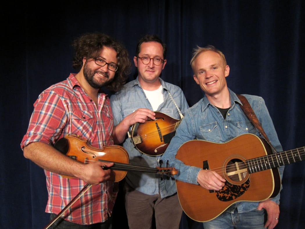Andrew VanNorstrand (fiddle), Joe K Walsh (mandolin) and Mark Mazengarb (guitar)