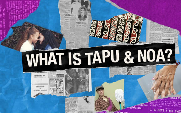 A title of "what is tapu and noa?" Images relating to Maori culture, cleaniness and friendship.