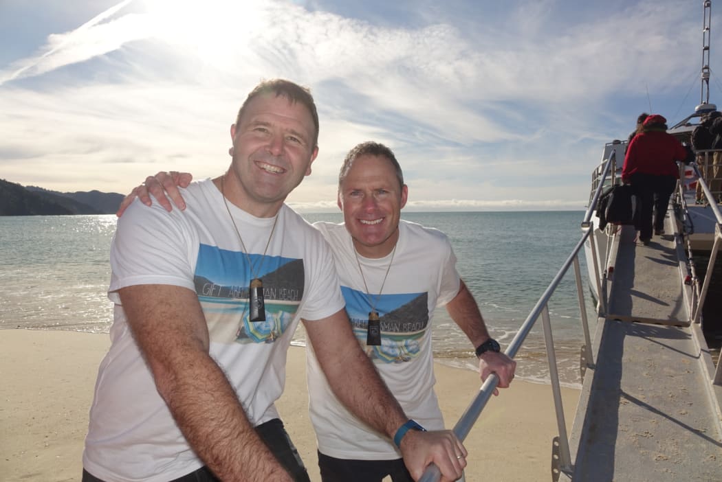 The men behind the Awaroa beach campaign, Duane Major and Adam Gard'ner.