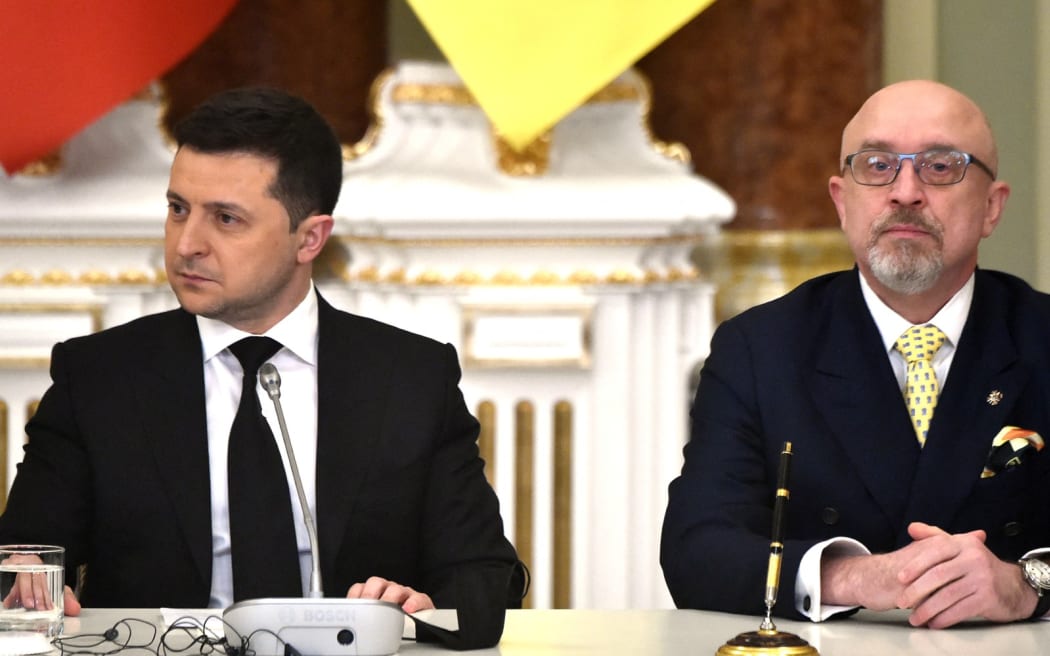 Ukrainian President Volodymyr Zelensky and Ukrainian Defence Minister Oleksiy Reznikov.