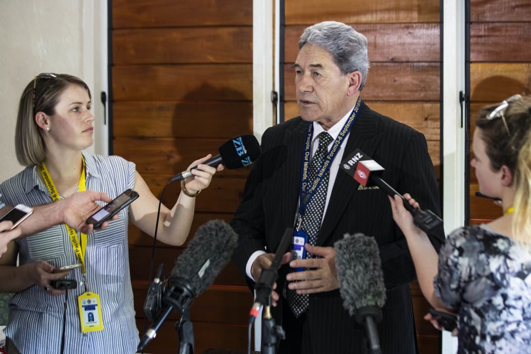 Deputy Prime Minister Winston Peters speaks to NZ media on arrival in Nauru for the Pacific Islands Forum.