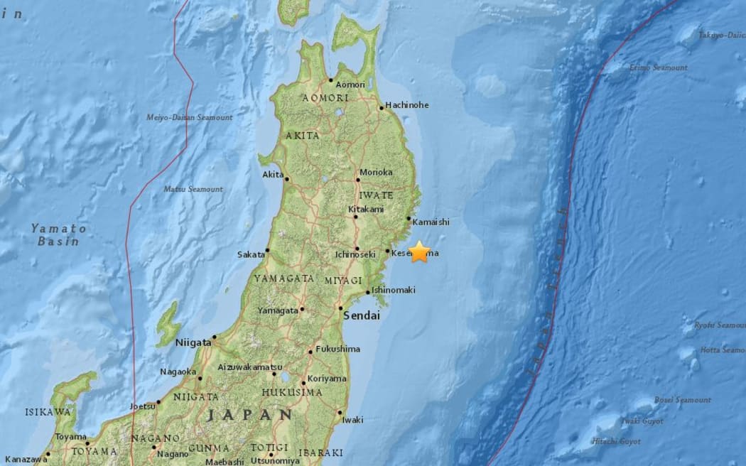 A map shows the location of the earthquake off Japan's Honshu.