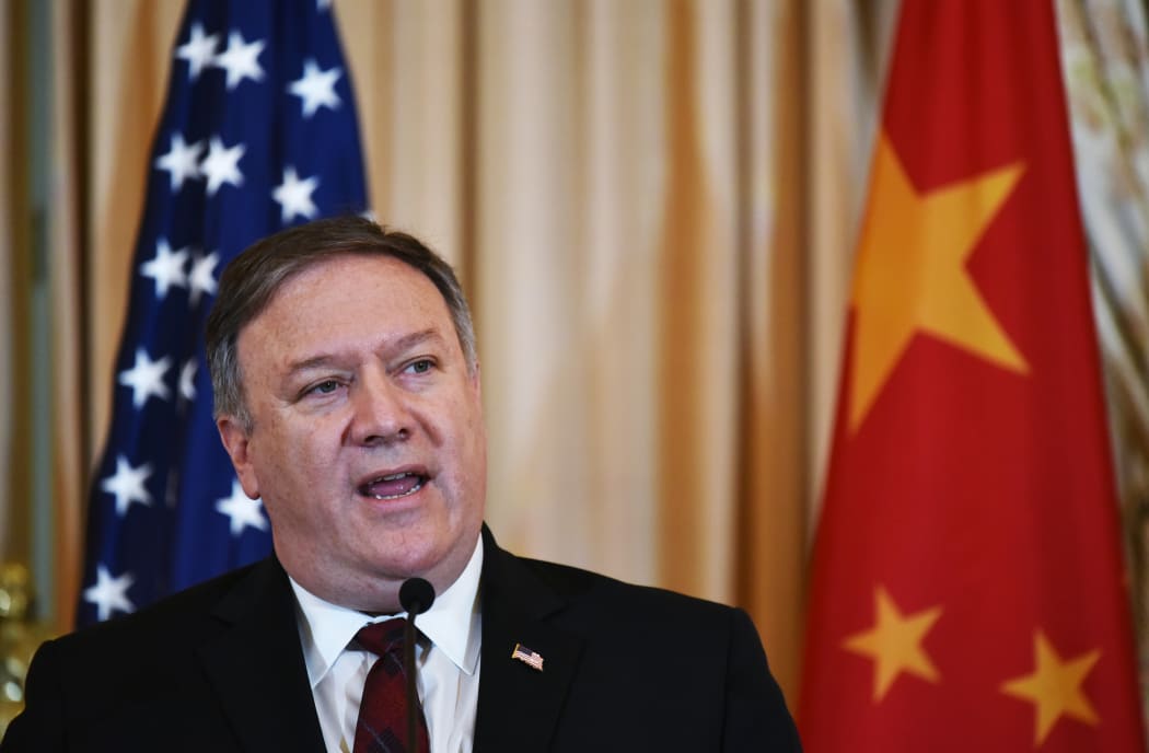 US Secretary of State Mike Pompeo speaks during a press conference during the US-China Diplomatic and Security Dialogue in Washington, DC on November 9, 2018.