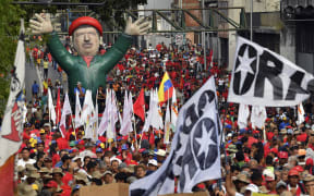 Supportes of Venezuela's President Nicolas Maduro and Venezuelan Bolivarian militia