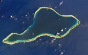 A satellite image of Mururoa atoll, French Polynesia