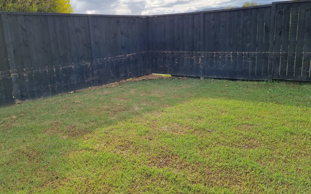 The water level on Damien Hochberg's fence.