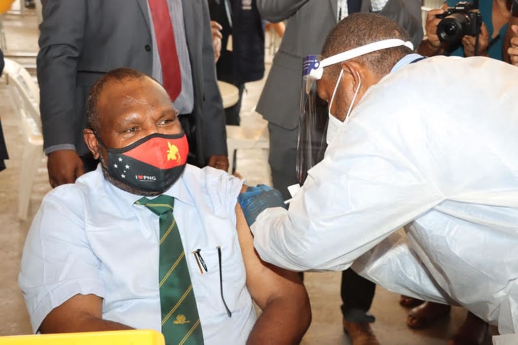 Papua New Guinea's Prime Minister James Marape was the first in his country to get the AstraZeneca Covid-19 vaccine. 30 March, 2021.