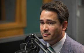Simon Bridges in the RNZ Auckland studio for an interview on Morning Report.