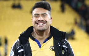 Hurricanes' Ardie Savea following their win during the Super Rugby Semi Final, Hurricanes v Brumbies. 2015.