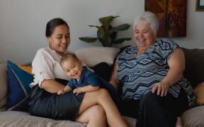 Mania Campbell-Seymour with her son Repanga and her mum Whaea Sharon