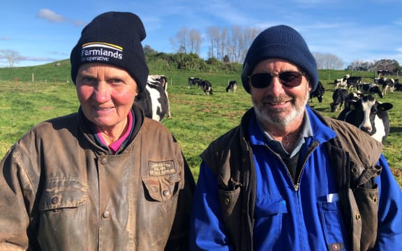 Farmers George and Sharon Moss on their dairy farm in Tokoroa.