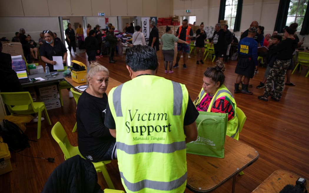 Flood relief at the Mangere Memorial Hall.
